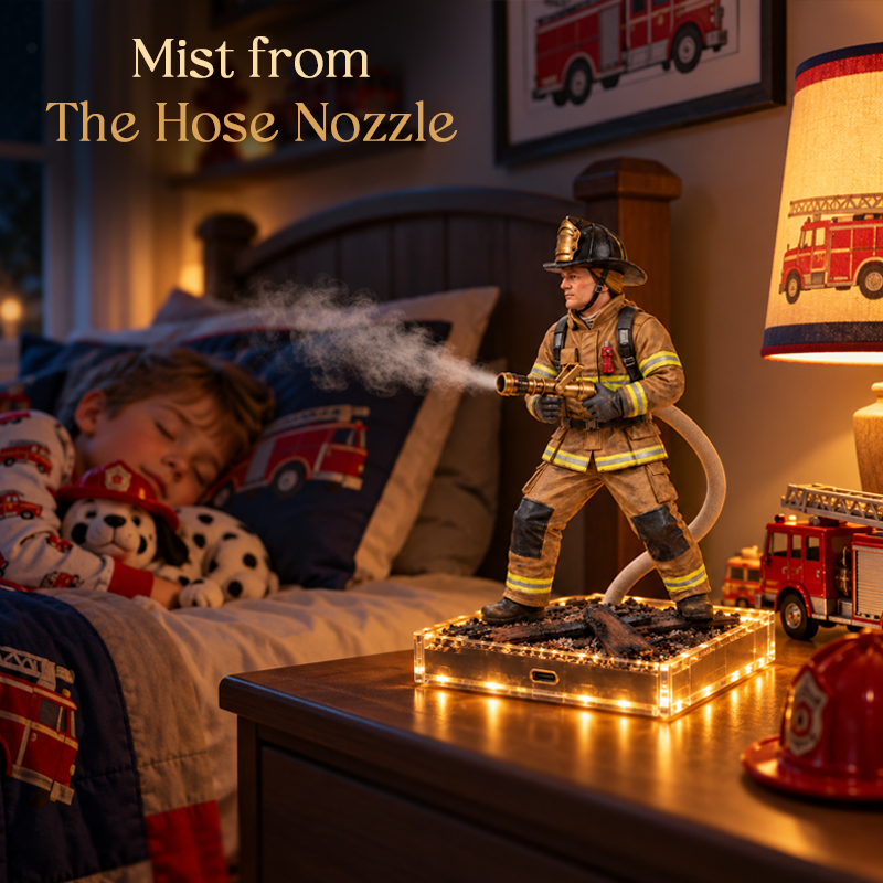 Firefighter Rescue Humidifier – LED Light-Up Mist Decor