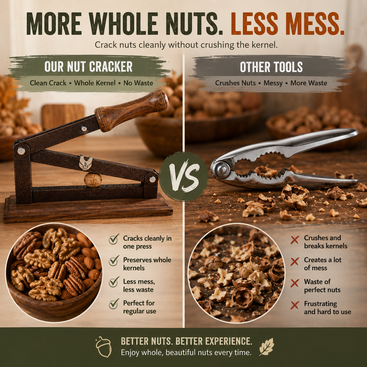 Heavy-Duty Walnut Cracker – Lever-Action Nutcracker for Pecans, Walnuts & Mixed Nuts