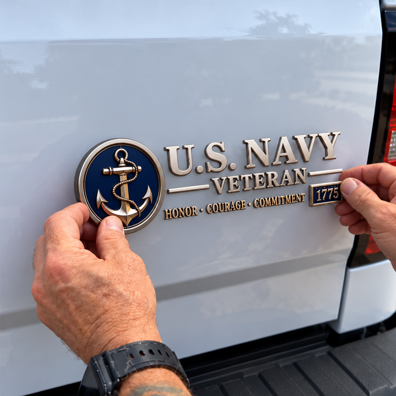 U.S. Military Veteran 3D Car Emblem – Honor Your Service, Show Your Pride