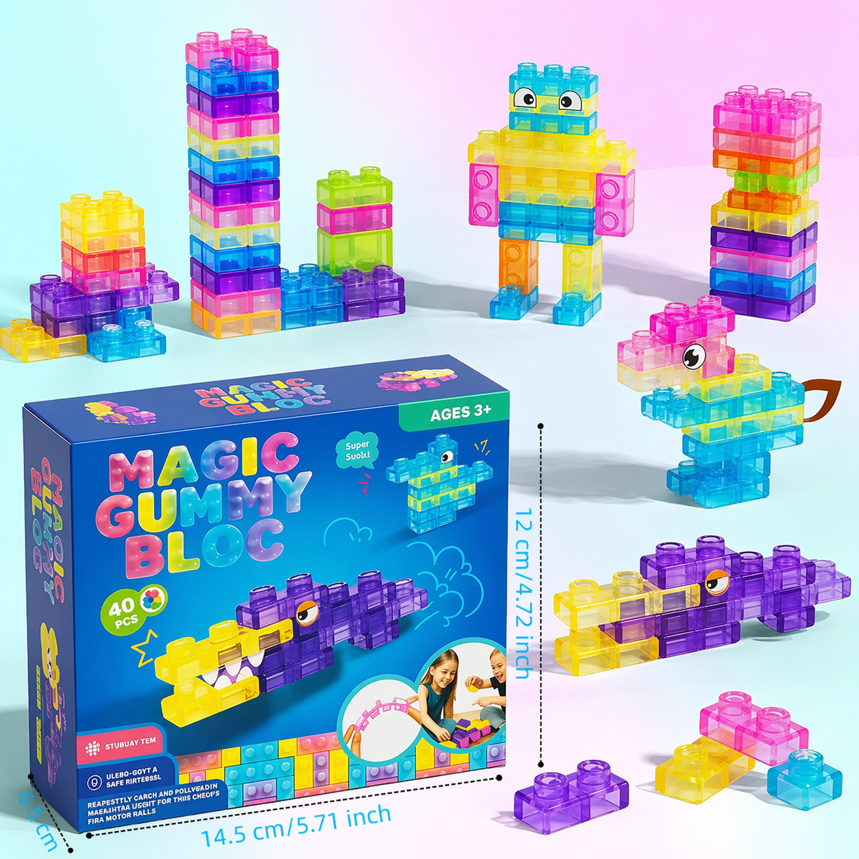 🌟 40-delige Montessori sensorische bouwblokken van zacht materiaal