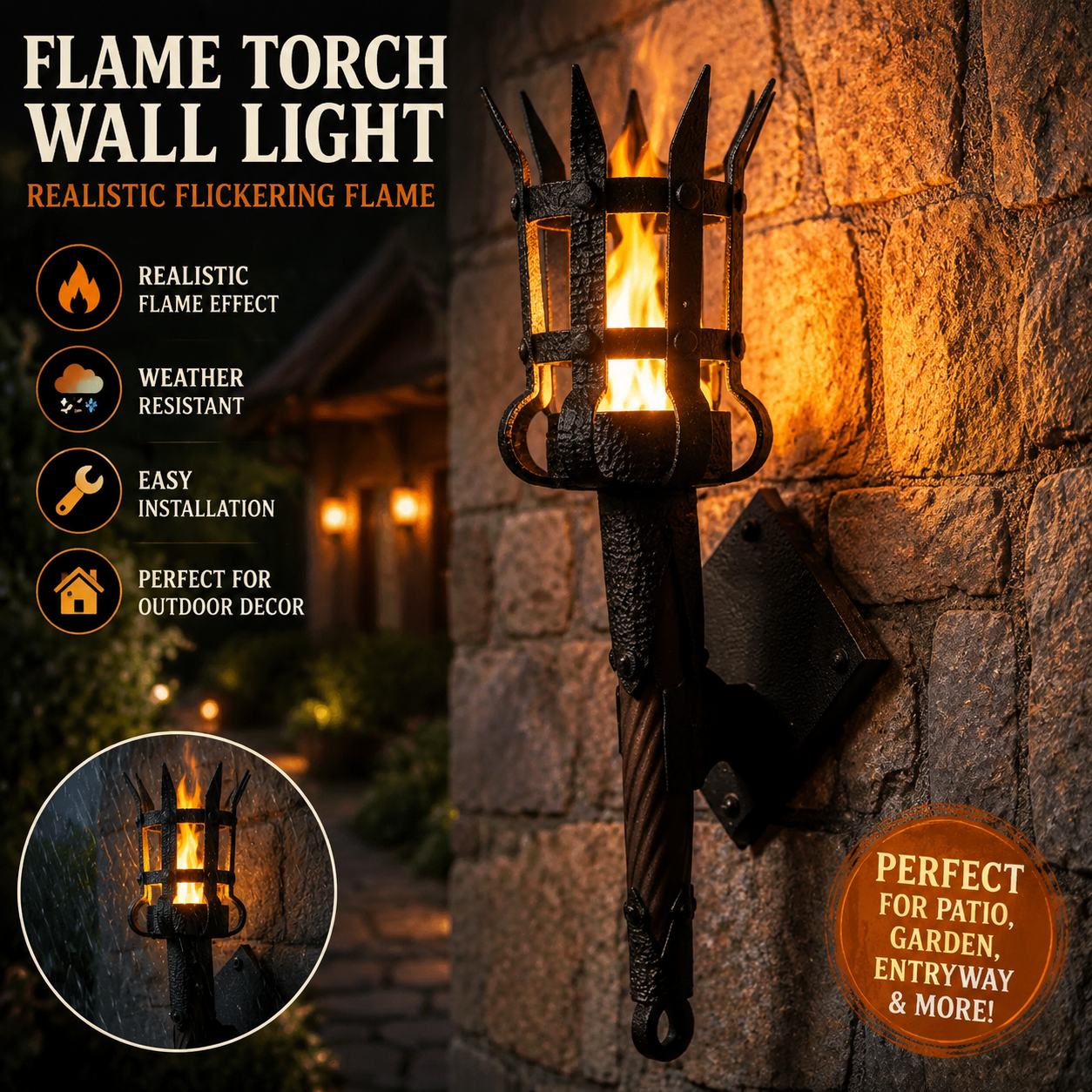 🔥Medieval Flame Torch Wall Light🏰