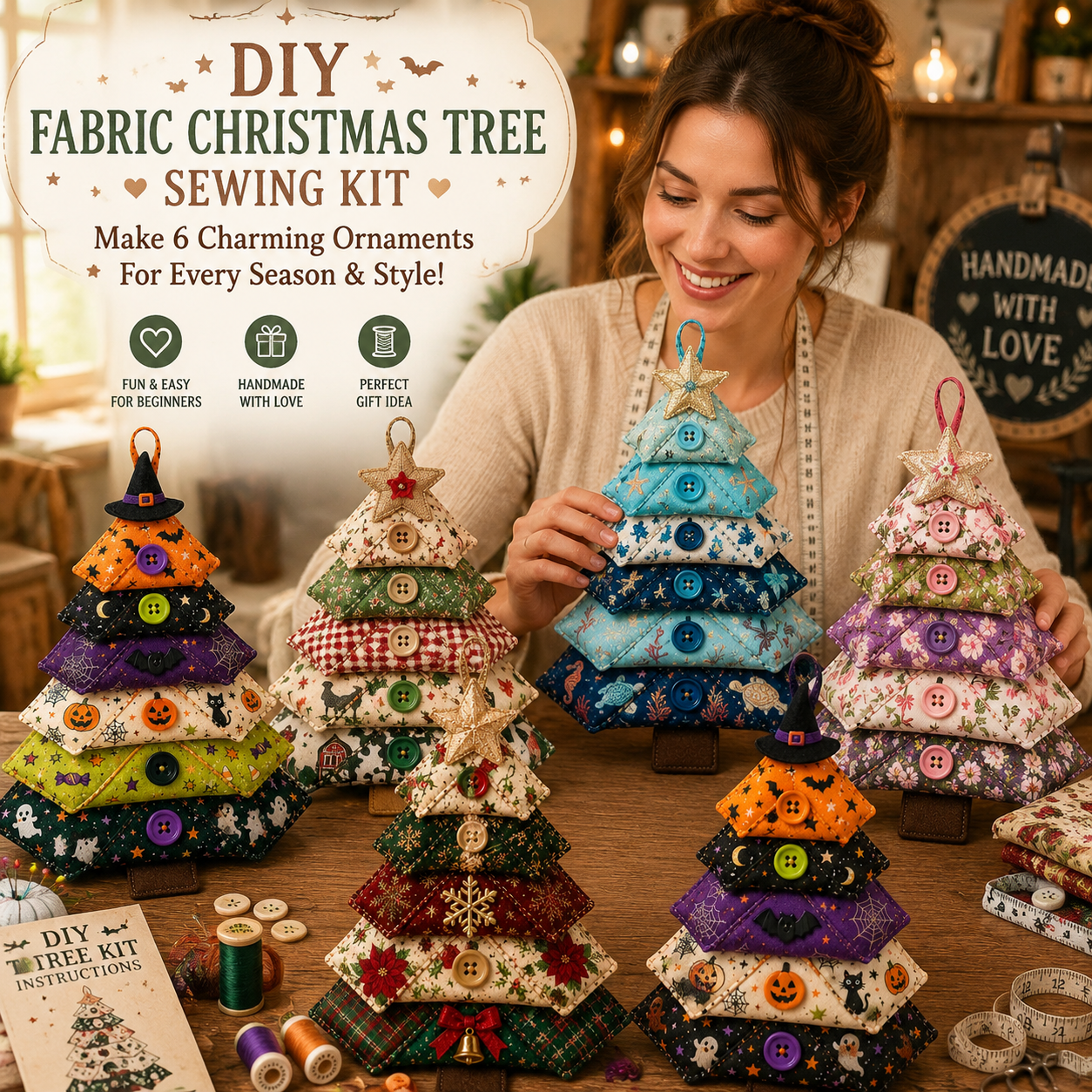 🎄 DIY Fabric Christmas Tree Ornament Kit ✨