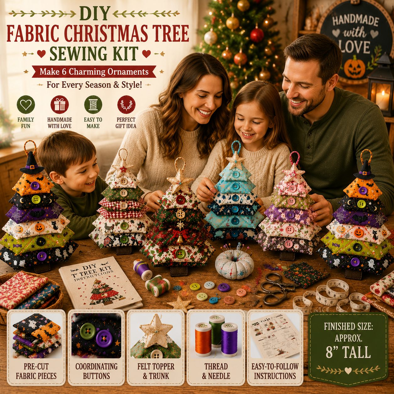 🎄 DIY Fabric Christmas Tree Ornament Kit ✨
