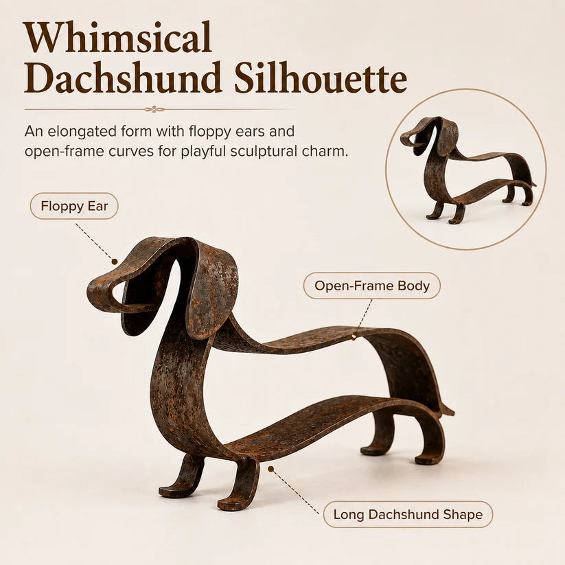 🐶🎨 Rustic Charm, Dachshund Style — Metal Sculpture for Home & Garden