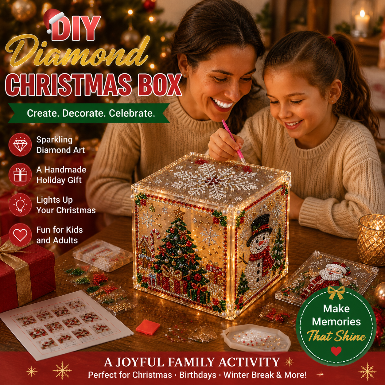 ✨ DIY Diamond Painting Storage Box – Festive 3D Craft & Decorative Organizer