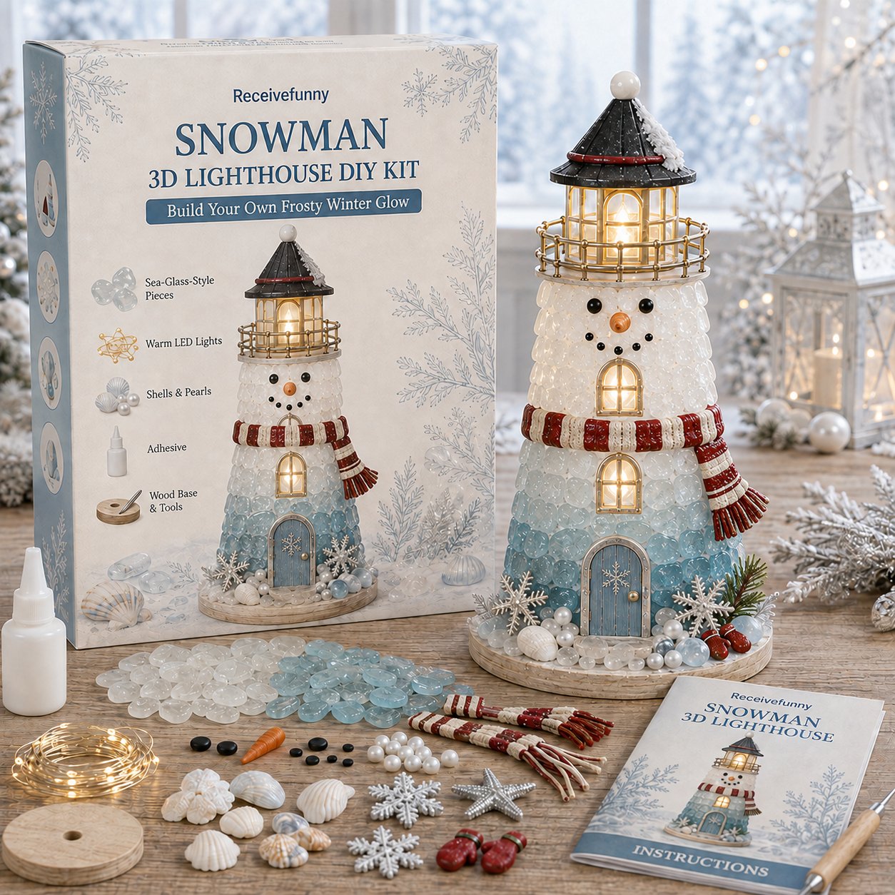 🎄Christmas Glow 3D Lighthouse DIY Kit – Light-Up Holiday Craft Decor 💕
