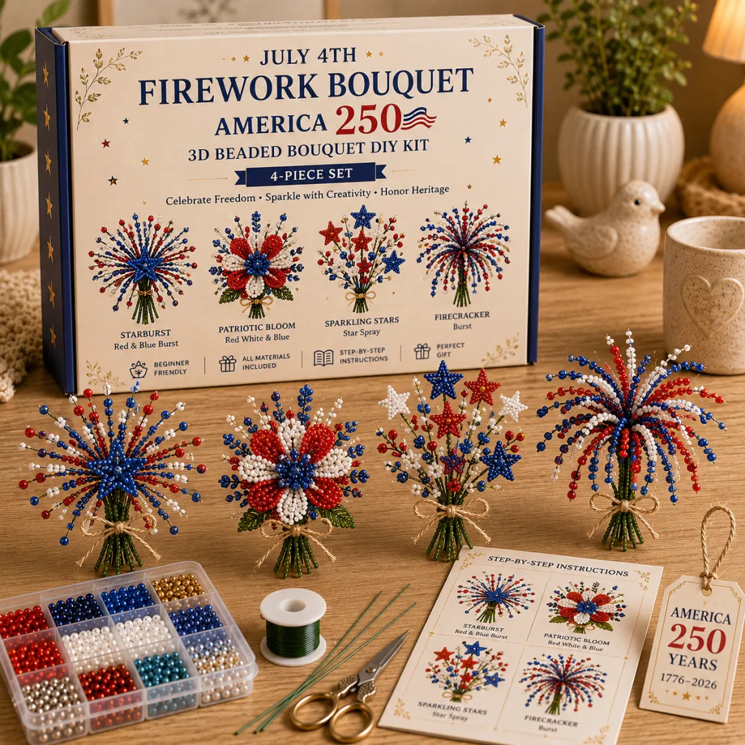 🌸America 250 Beaded Bouquet DIY Kit – Limited Edition Patriotic Craft Collection
