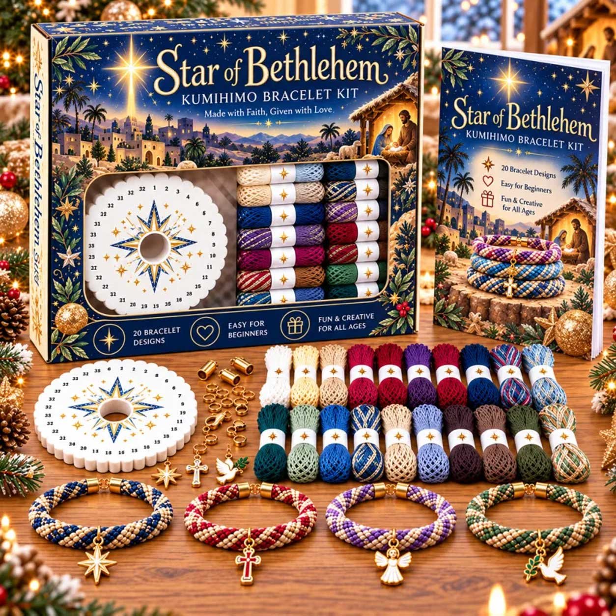 Star of Bethlehem Kumihimo bracelet kit