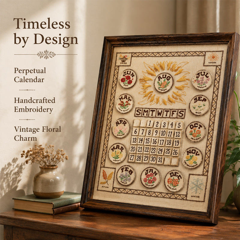 ✨Hand-Embroidered Perpetual Calendar Wall Art 