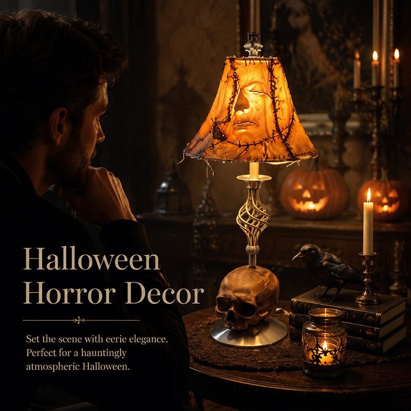 🎃Human skin lantern stitched with skull lamp