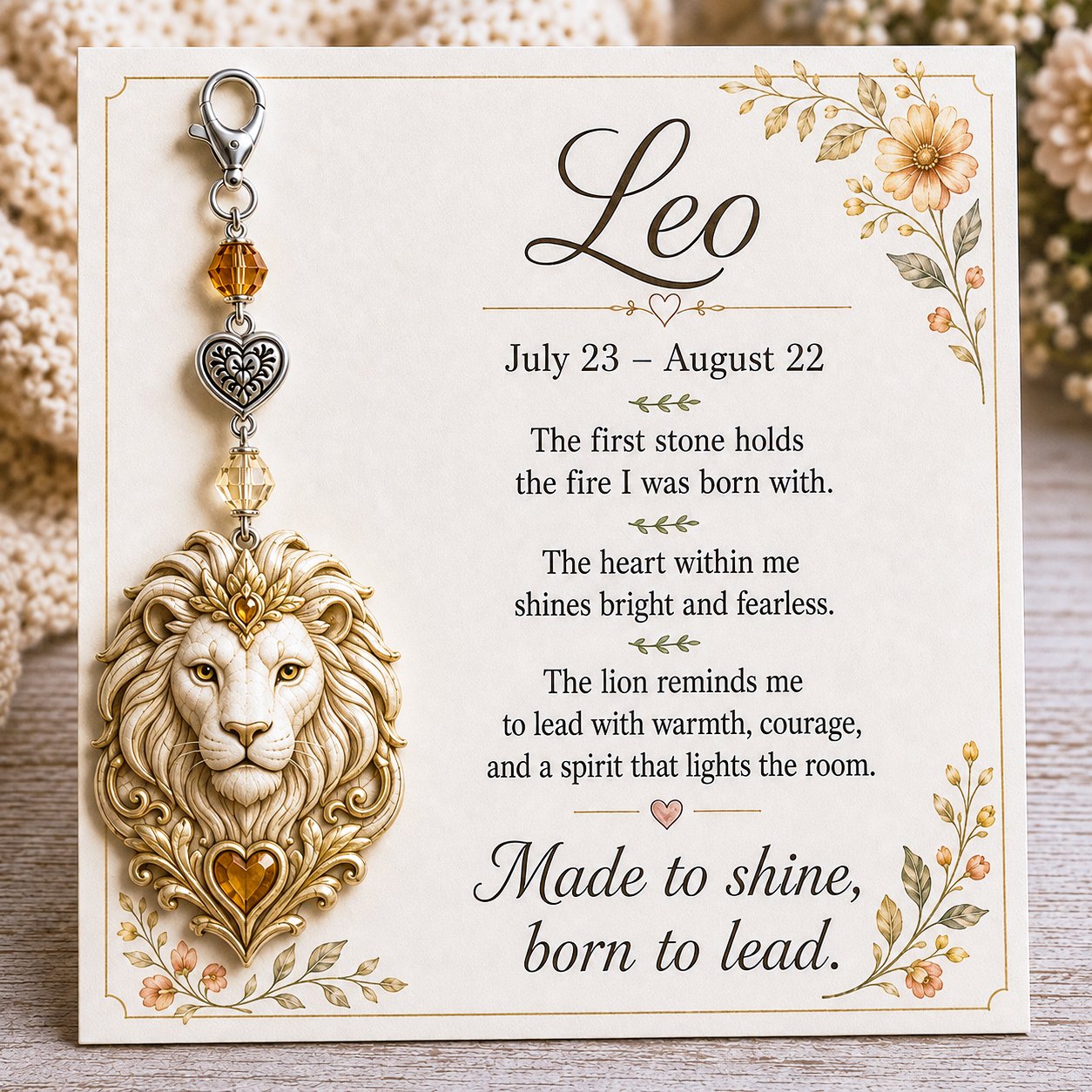 🌙12 Zodiac Birthstone Charm Keepsake Card