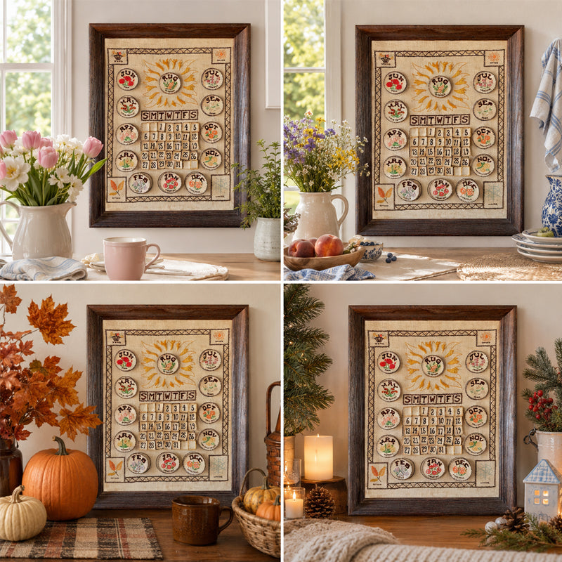✨Hand-Embroidered Perpetual Calendar Wall Art 