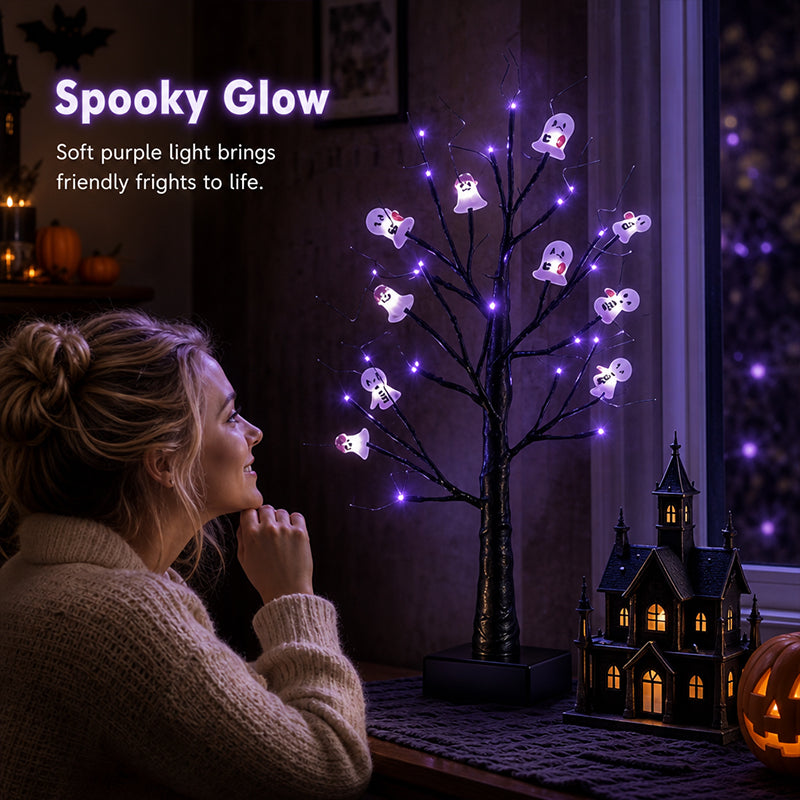 Haunted Glow Ghost Tree LED Light