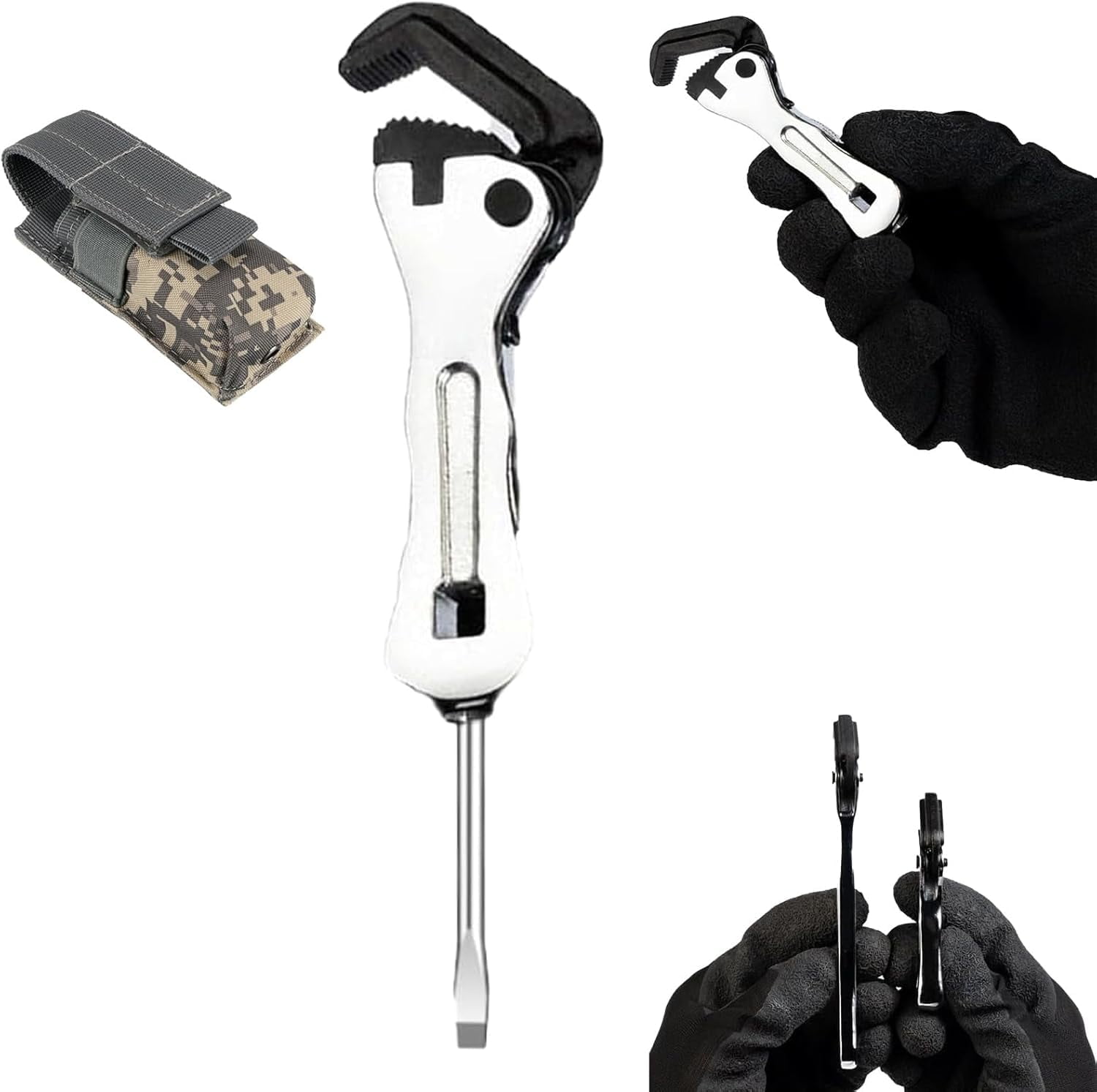 Der Micro Stubby Wrench, Micro Self Adjusting Wrench, Micro Stubby Pocket Pipe Wrench, Micro Stubby Pipe Vise Wrench SW72-19, 2 in 1 Wrench Tool for Tight Spaces