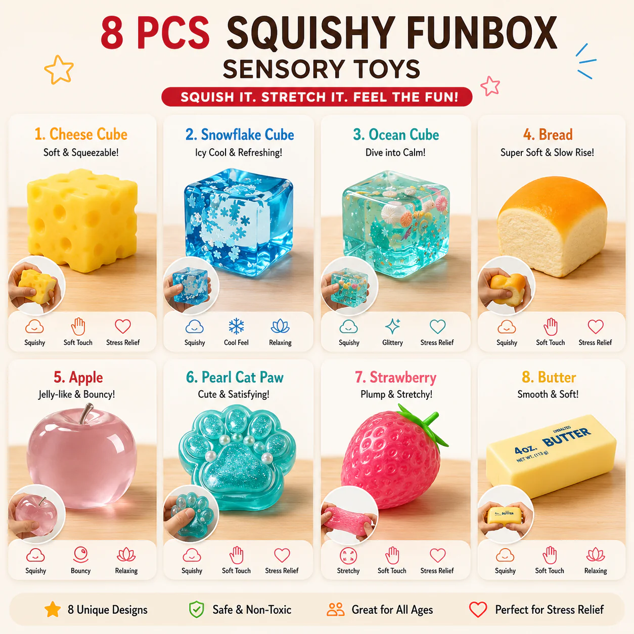 🎁 Set Box Malt Sugar Stress Relief Fidget Toys 🛍️