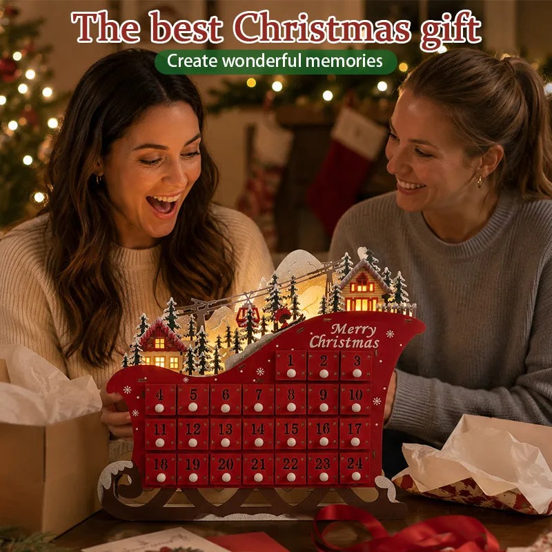🎅 Christmas Magic Sleigh Advent Calendar – Light-Up 24-Day Countdown🎁