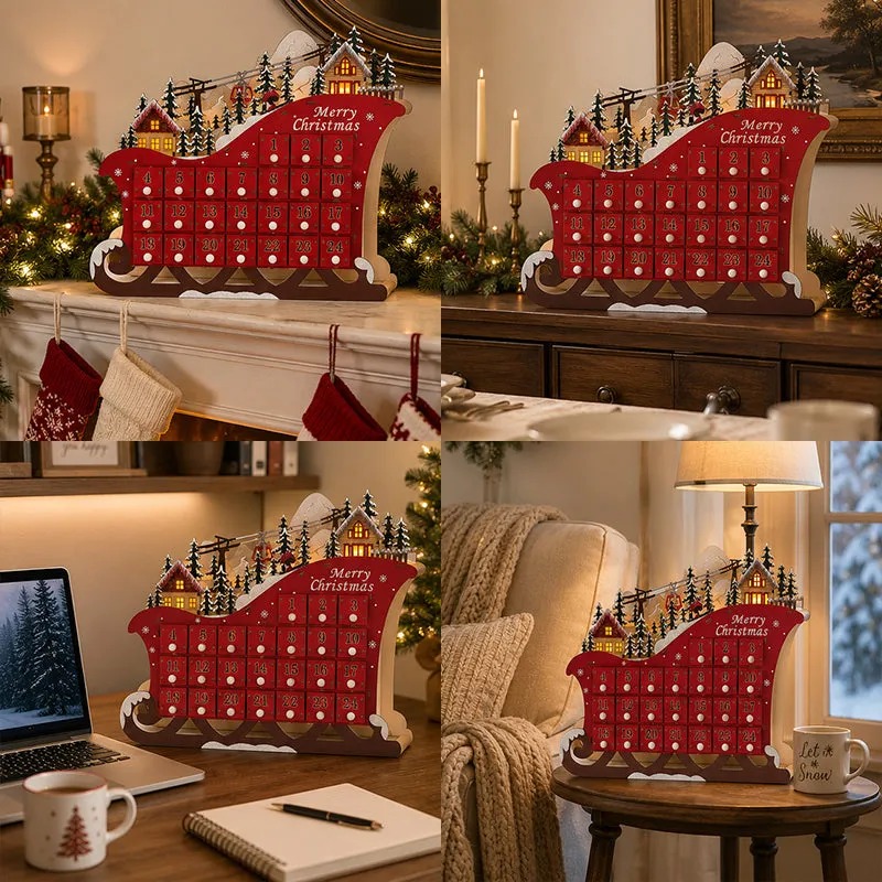 🎅 Christmas Magic Sleigh Advent Calendar – Light-Up 24-Day Countdown🎁