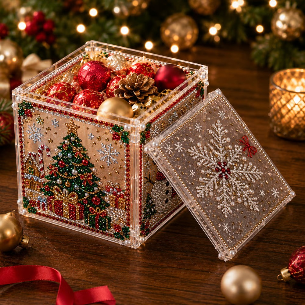 ✨ DIY Diamond Painting Storage Box – Festive 3D Craft & Decorative Organizer