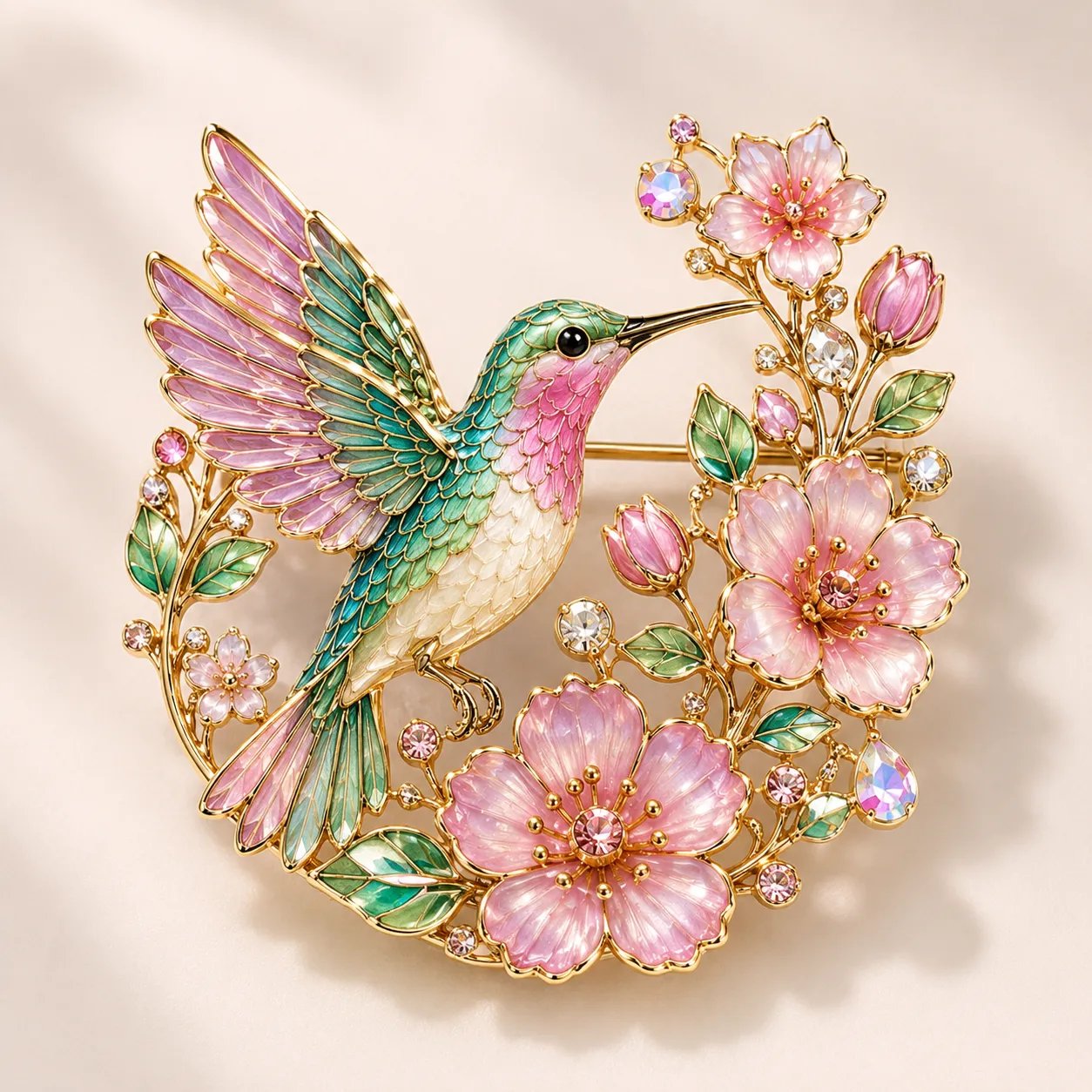 Hummingbird Blossom Brooch Jewelry Cover
