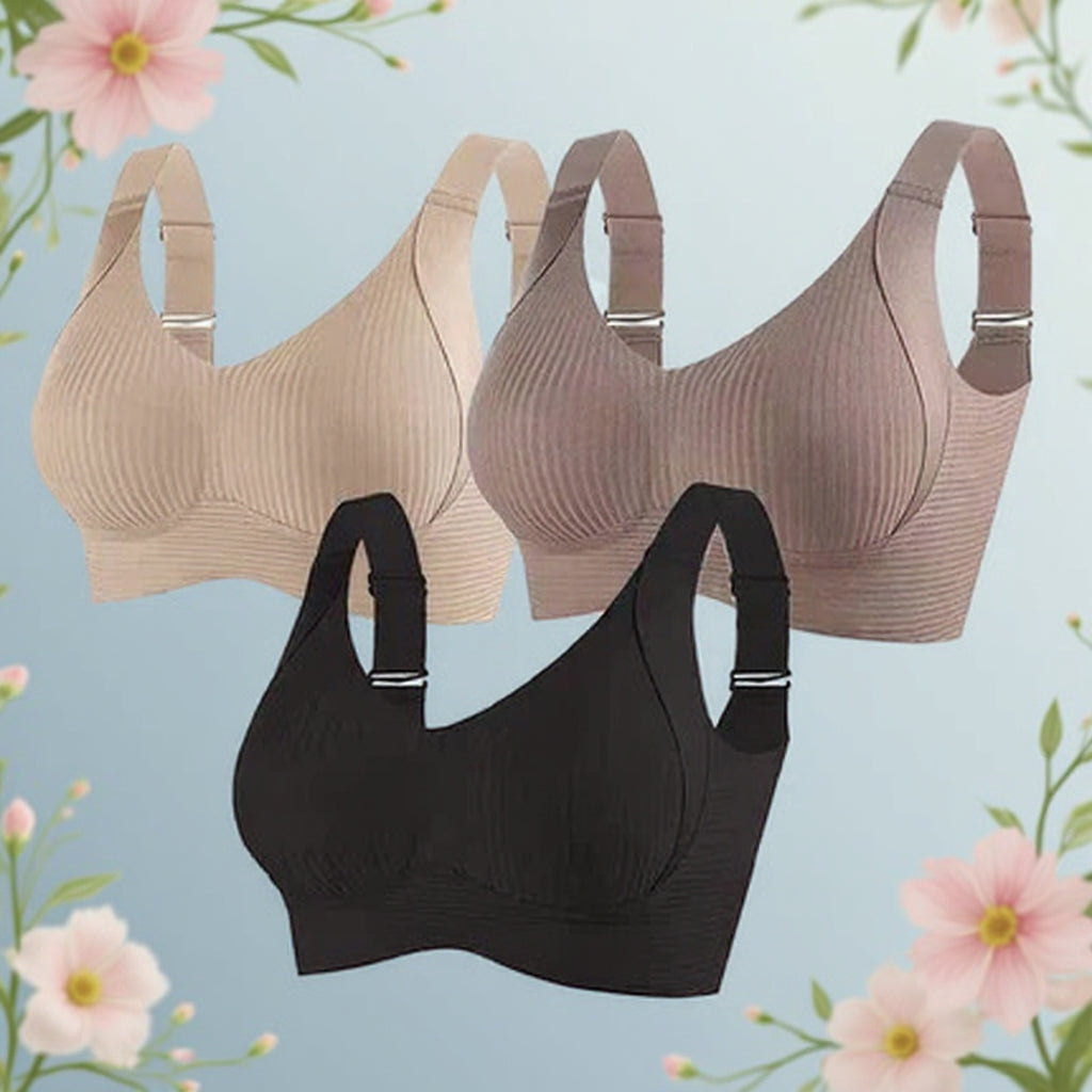 🎁 Helt ny kampagne: Køb 1 og få 3 sæt gratis 🔥 Trådløs push-up-bh med supergod støtte 👍  Sig farvel til hængende bryster