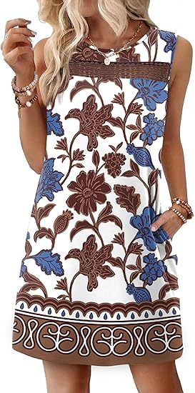 Summer Dresses for Women 2026 Beach Vacation Spring Fashion Clothing Lace Mini Tank Dress with Pockets