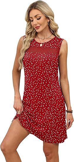 Summer Dresses for Women 2026 Beach Vacation Spring Fashion Clothing Lace Mini Tank Dress with Pockets