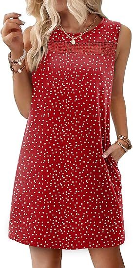 Summer Dresses for Women 2026 Beach Vacation Spring Fashion Clothing Lace Mini Tank Dress with Pockets