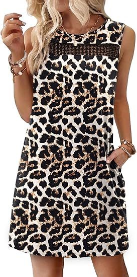 Summer Dresses for Women 2026 Beach Vacation Spring Fashion Clothing Lace Mini Tank Dress with Pockets