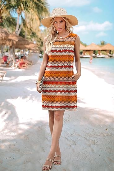 Summer Dresses for Women 2026 Beach Vacation Spring Fashion Clothing Lace Mini Tank Dress with Pockets