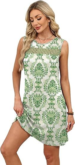 Summer Dresses for Women 2026 Beach Vacation Spring Fashion Clothing Lace Mini Tank Dress with Pockets