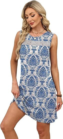 Summer Dresses for Women 2026 Beach Vacation Spring Fashion Clothing Lace Mini Tank Dress with Pockets