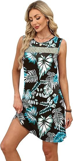 Summer Dresses for Women 2026 Beach Vacation Spring Fashion Clothing Lace Mini Tank Dress with Pockets