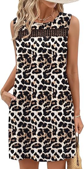 Summer Dresses for Women 2026 Beach Vacation Spring Fashion Clothing Lace Mini Tank Dress with Pockets