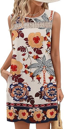 Summer Dresses for Women 2026 Beach Vacation Spring Fashion Clothing Lace Mini Tank Dress with Pockets