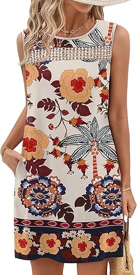 Summer Dresses for Women 2026 Beach Vacation Spring Fashion Clothing Lace Mini Tank Dress with Pockets