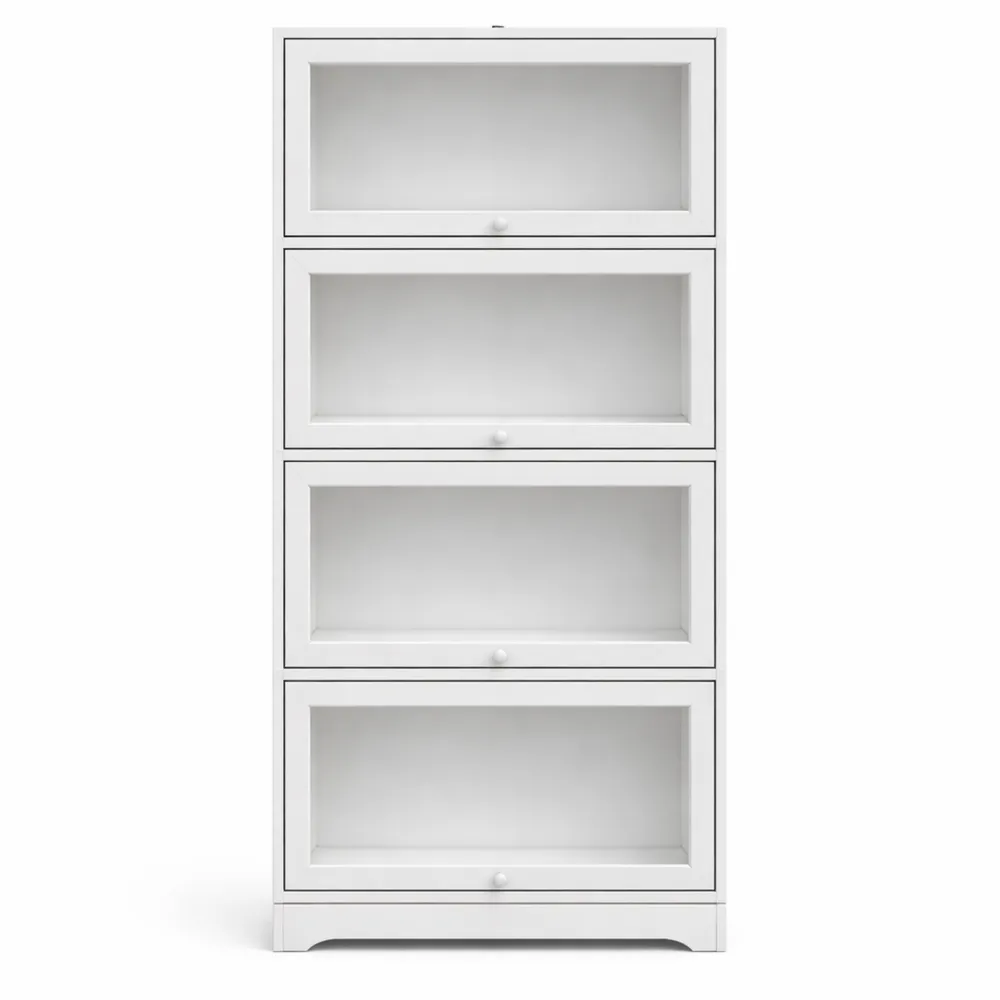 Armoire de Rangement à 4 Niveaux avec Portes Abattantes, pour Salon ou Bureau