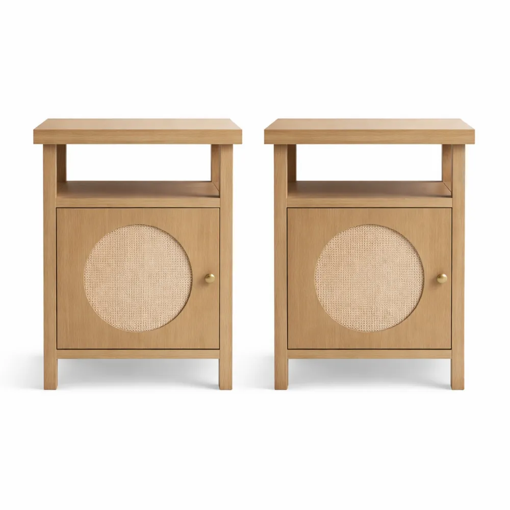 Tables de Chevet Étroites avec Compartiment Ouvert et Placard