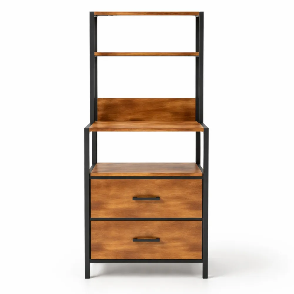 Table de Chevet Moderne avec Étagères et Tiroirs en Tissu