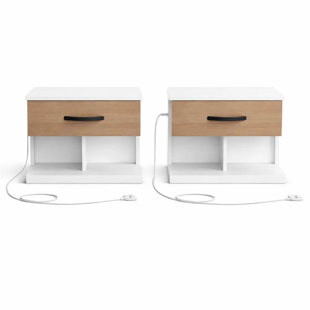 Tables de Chevet Murales avec Chargeur Intégré et Rangement