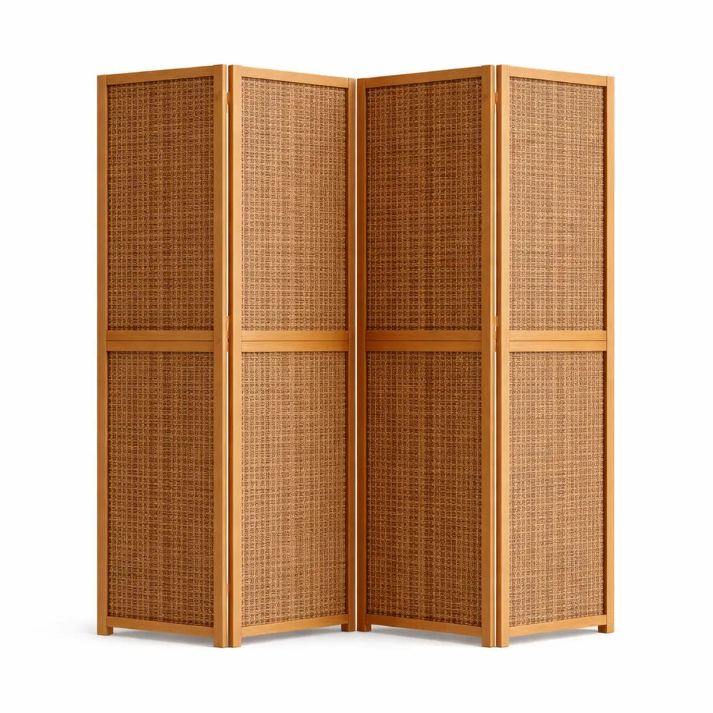 Séparateur de Pièce en Bambou, 200 cm, 4 Panneaux, Brun Clair