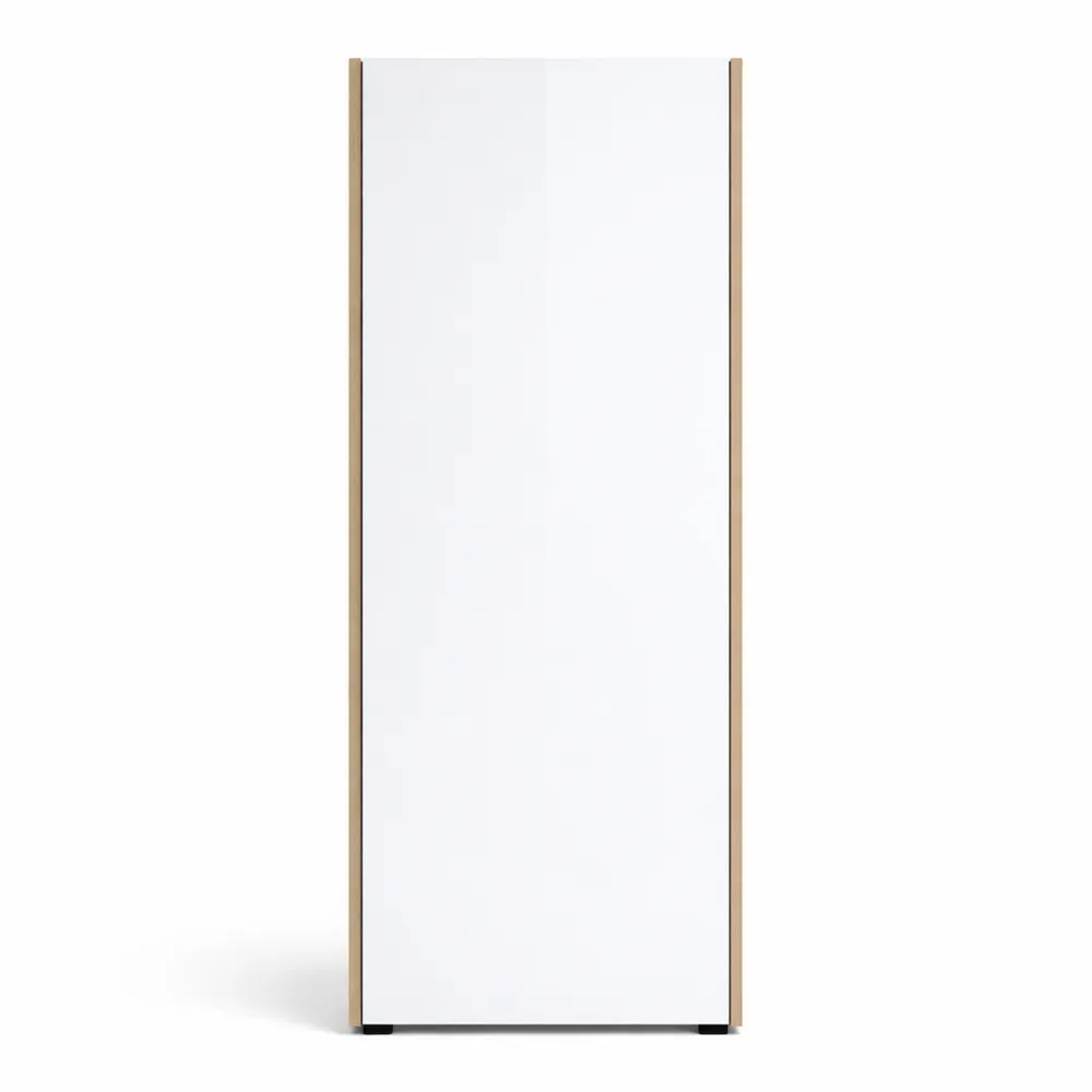Armoire modulaire moderne avec pieds pour salon ou salle à manger, en mélamine mate et brillante, couleur sonoma et blanc, dimensions 40x167x29 cm