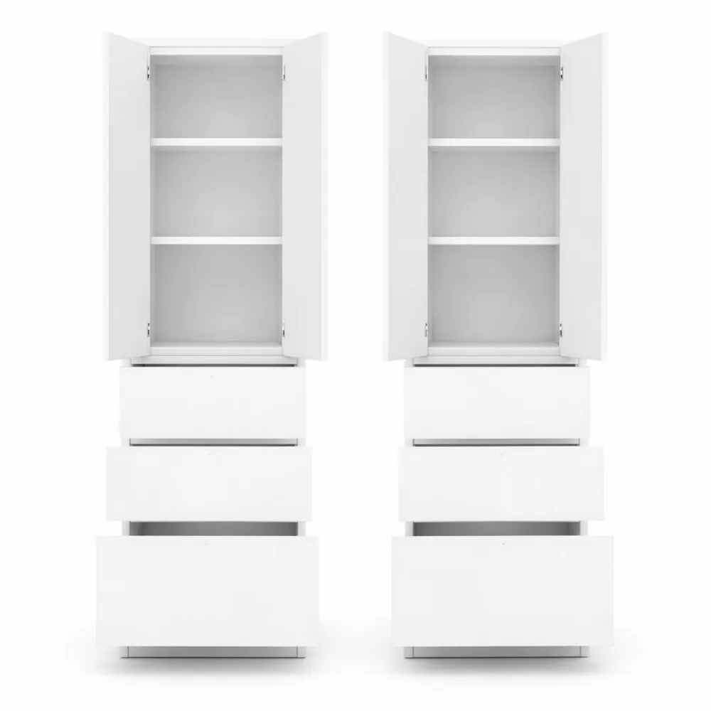 Armoire avec tiroirs et étagères de rangement, 50x180,5x40 cm, pour chambre adulte ou enfant, couleur blanche