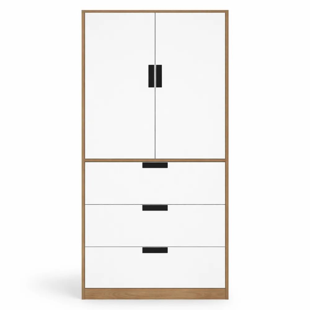 Armoire de Chambre Moderne avec Tiroirs et Tringle pour Penderie