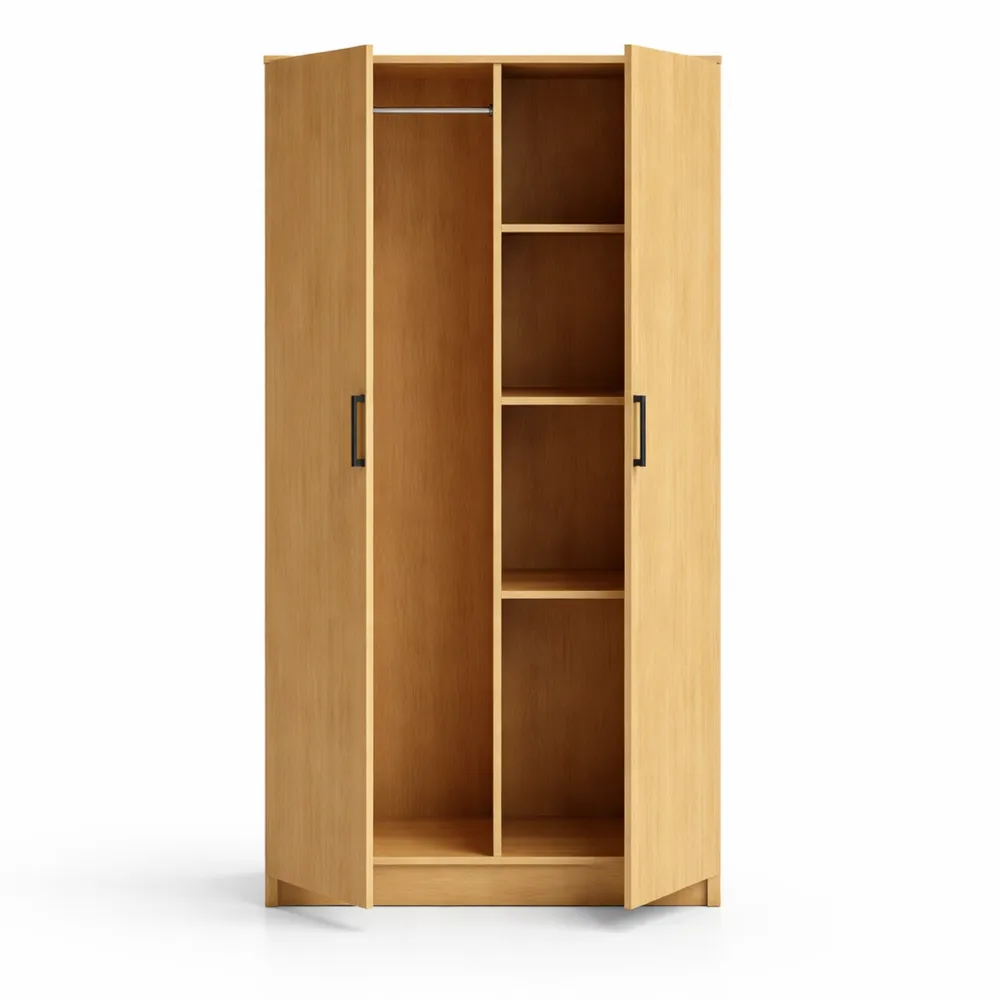 Armoire de Rangement Moderne pour Chambre avec Étagères et Barre de Penderie