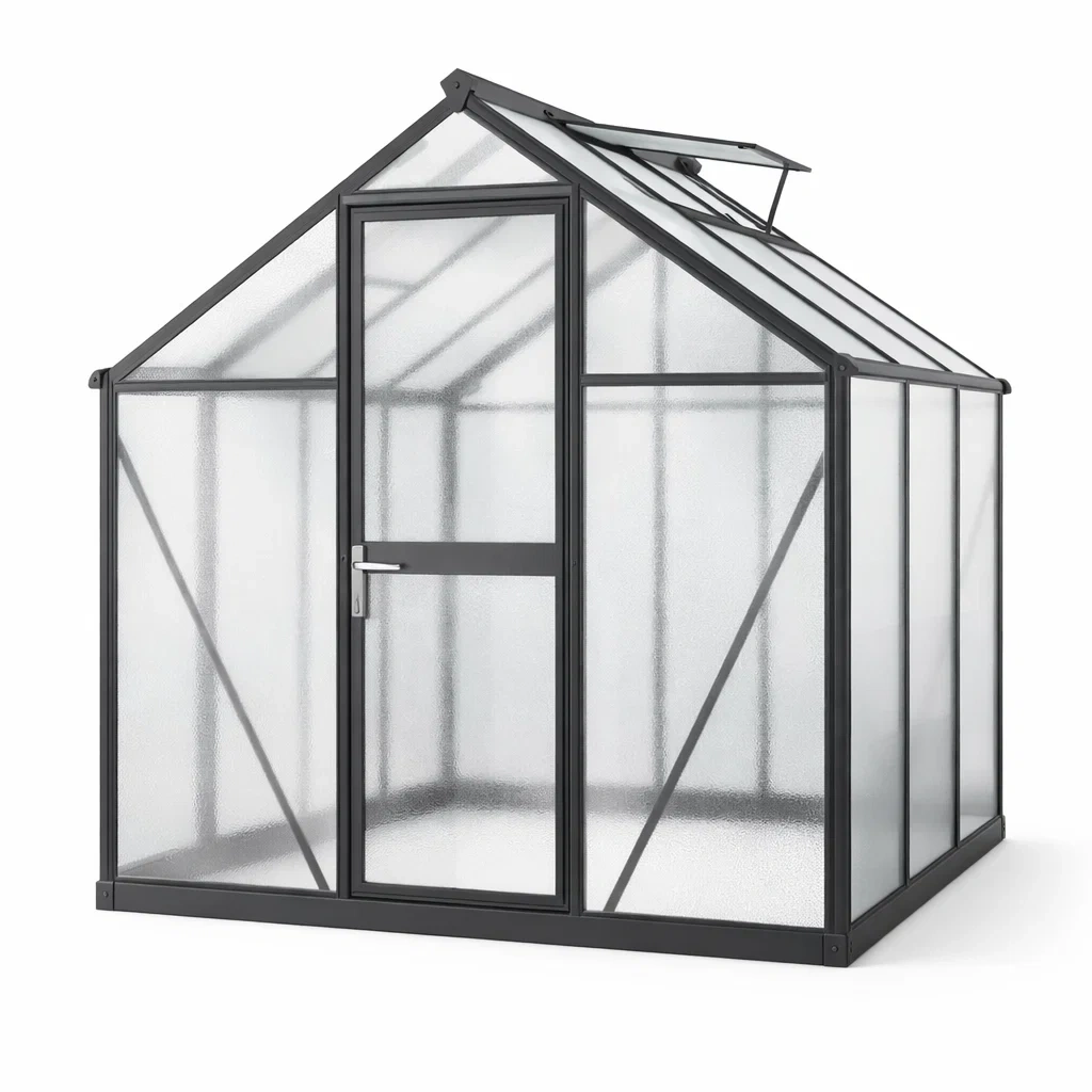 Gewächshaus aus Aluminium mit Polycarbonatplatten Schwarz-dwelldecorum
