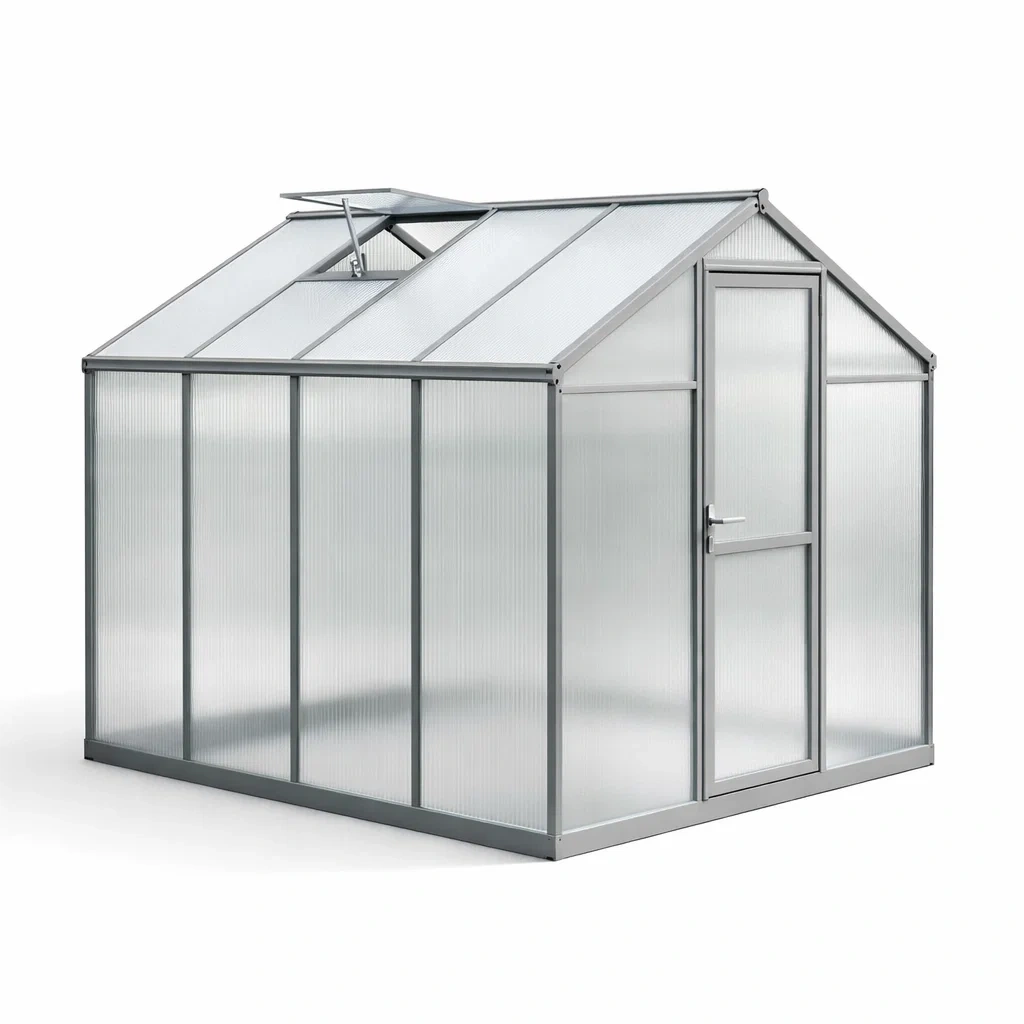 Gewächshaus aus Aluminium mit Polycarbonatplatten Silber-dwelldecorum