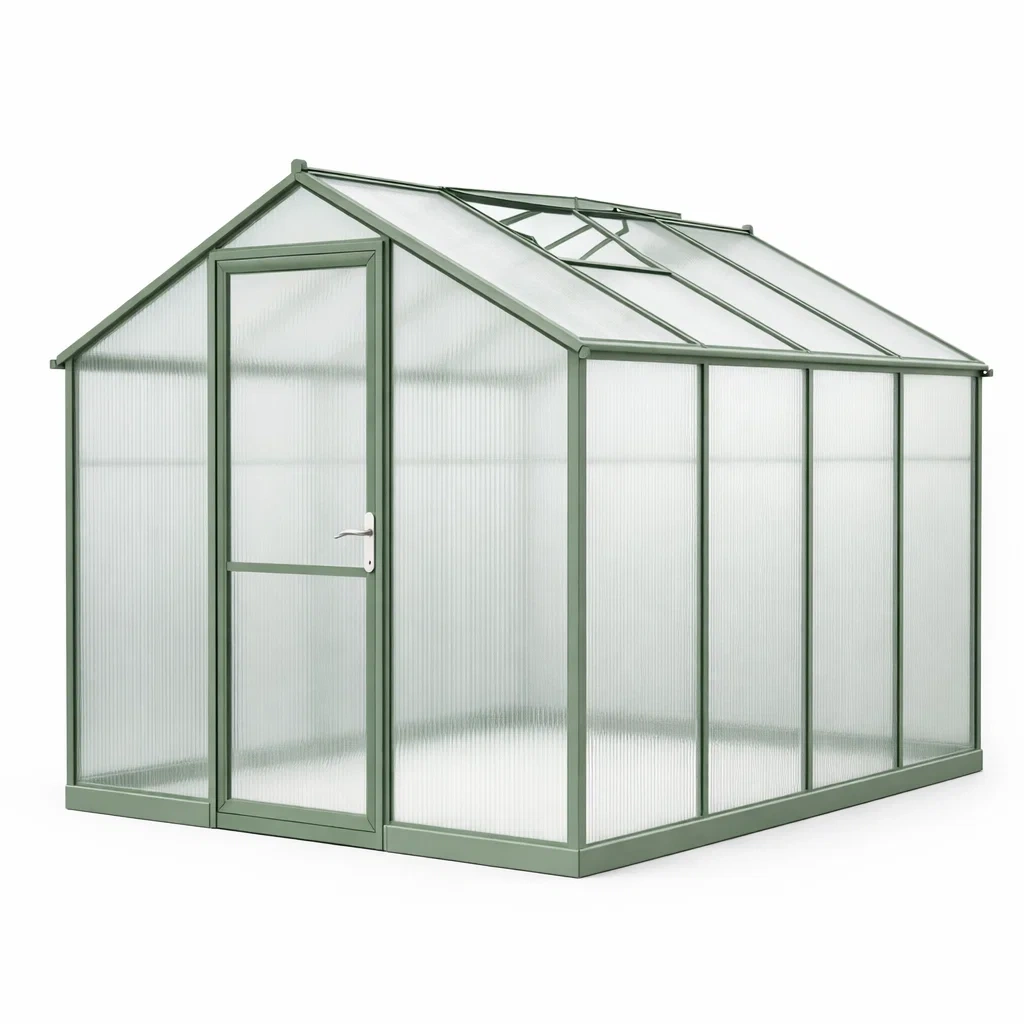 Gewächshaus aus Aluminium mit Polycarbonatplatten Grün-dwelldecorum