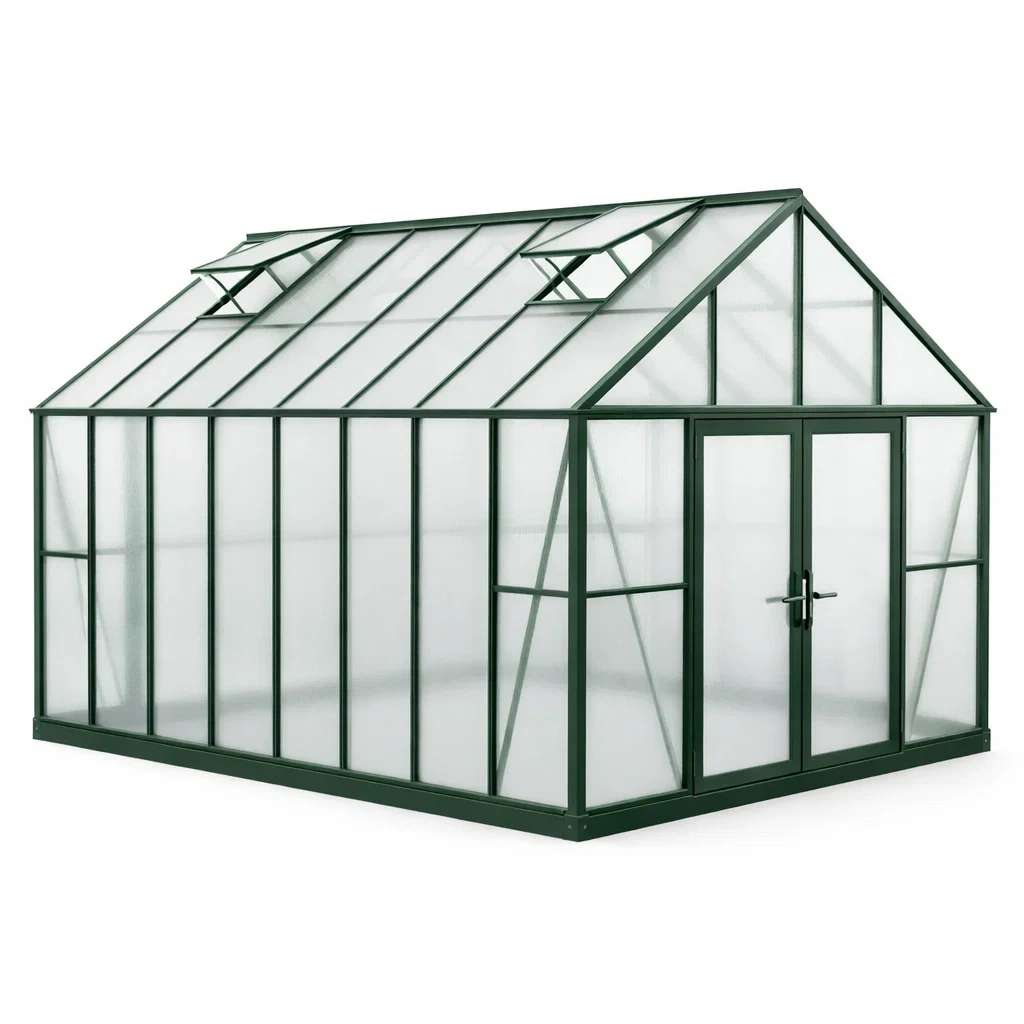 Gewächshaus aus Aluminium und Polycarbonat Grün-dwelldecorum