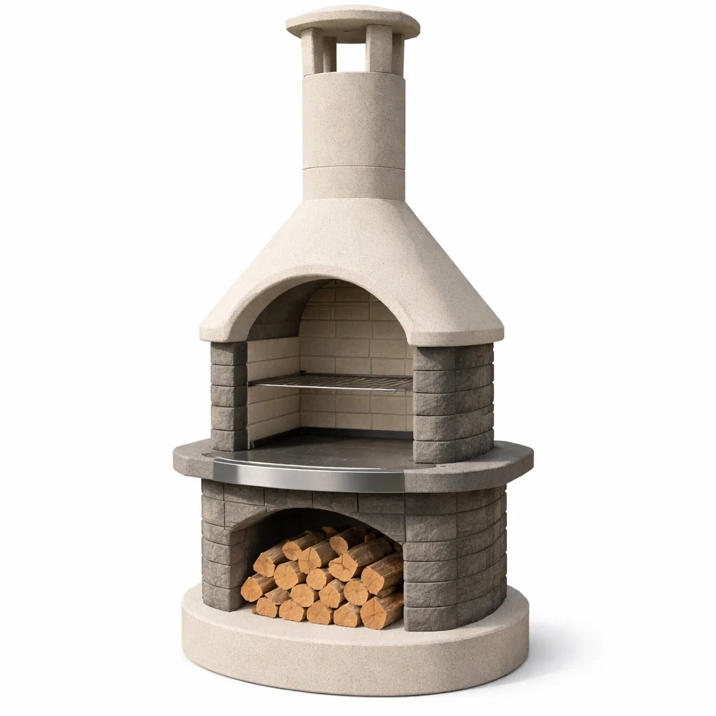 Grillkamin aus Beton mit Edelstahleinsatz-dwelldecorum