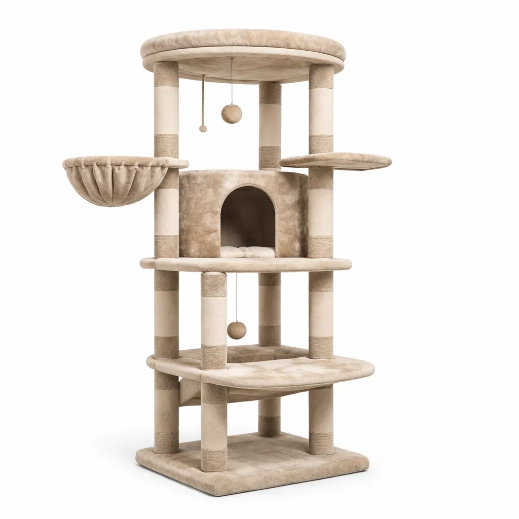 Kratzbaum aus MDF Holz und Sisal Beige-dwelldecorum